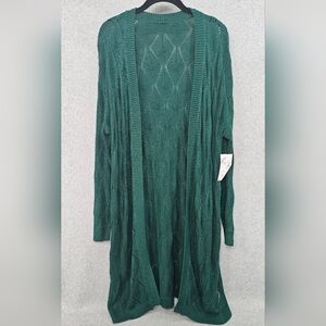 Boutique‎ Green Bubble Long Sleeve Knit Long  Cardigan Women's Size M